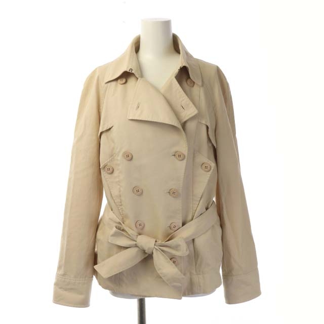 カールラガーフェルド Karl Lagerfeld トレンチコート スプリングコート ショート丈 ベルトリボン付き ライトベージュ Jn レディース 169 ベクトルパーク