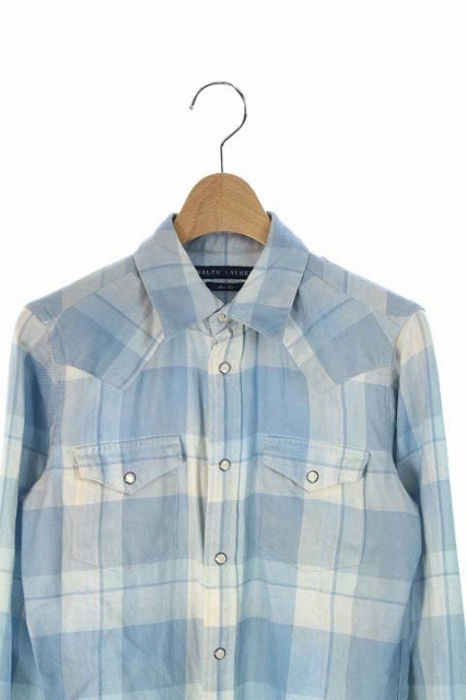 ラルフローレン Ralph Lauren シャツ チェック 長袖 4 水色 Ha レディース 169 ベクトルパーク