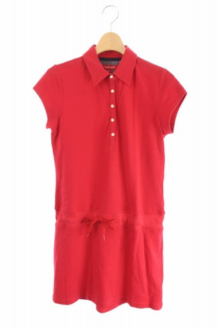 トミーガール Tommy Girl ワンピース ポロシャツ 半袖 ミニ 紐リボン S 赤 レディース 169 ベクトルパーク