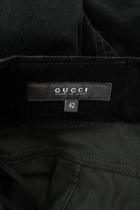 グッチ GUCCI スカート 膝丈 タイト コーデュロイ 42 黒 /HA  