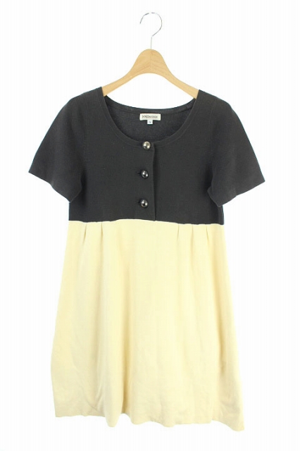 ジェイ エムデヴィッドソン J M Davidson ワンピース ニット ミニ 半袖 S チャコールグレー アイボリー Ao D レディース 169 ベクトルパーク