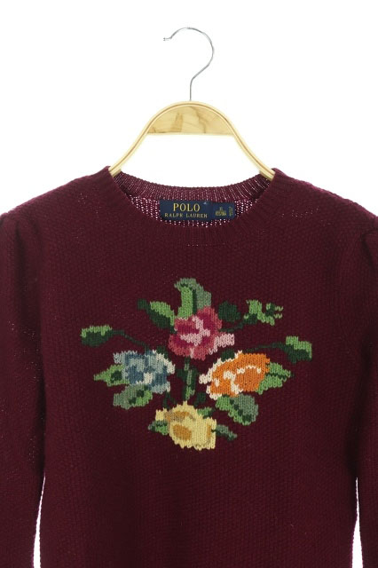 ポロラルフローレン 花柄ニットセーターサイズXS メリノウール100% ポロ ラルフローレン POLO RALPH LAUREN ニット セーター 花柄 長袖 XS