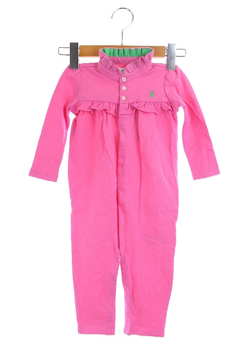 ラルフローレン Ralph Lauren ベビー ロンパース 長袖 フリル ツナギ ポニー刺繍 12m ピンク レディース 169 ベクトルパーク