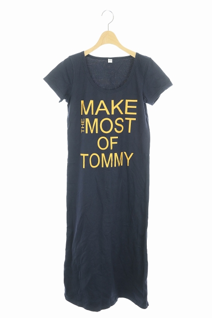 トミー Tommy ワンピース ロング マキシ ロゴ 半袖 S 紺 Df レディース 169 ベクトルパーク
