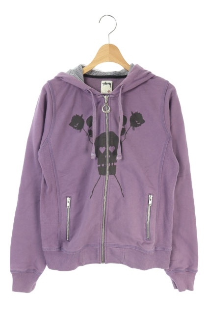 STUSSY紫ジップパーカー stussy ステューシー ジップパーカー 刺繍ロゴ