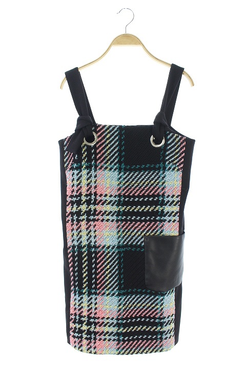 マドモアゼルタラ Mademoiselle Tara ワンピース ツイード キャミソール 台形 ミニ 38 黒 マルチカラー レディース 169 ベクトルパーク