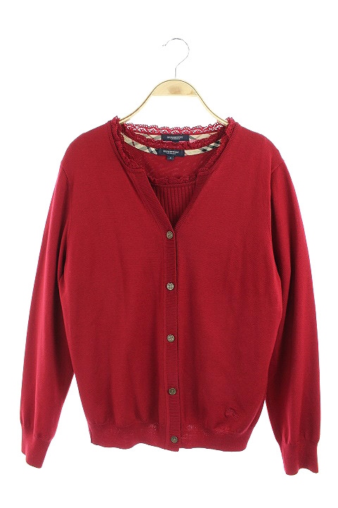 美品】バーバリーリブ編み ニットアンサンブルブル サイズ2 ブラック