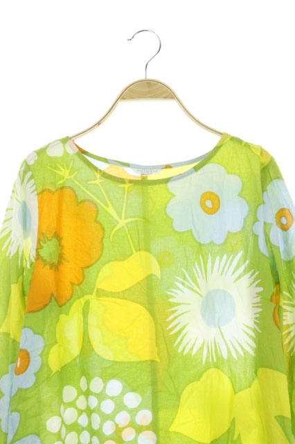 マリメッコ Marimekko ワンピース 長袖 総柄 ミニ 34 緑 Ao レディース 169 ベクトルパーク
