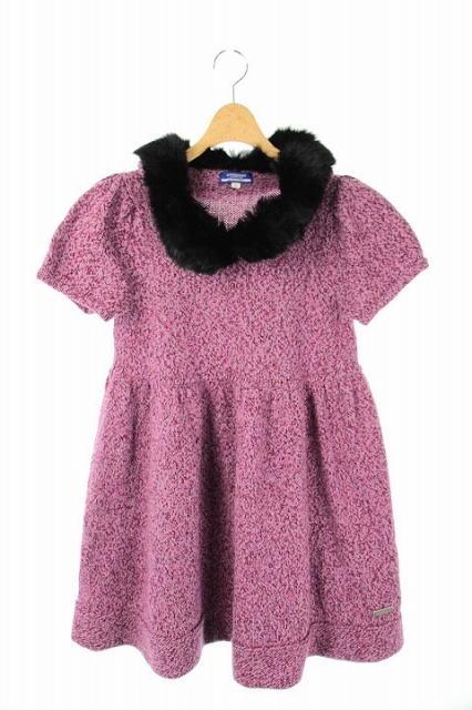 バーバリーブルーレーベル Burberry Blue Label ワンピース ニット ミニ ファー付き 半袖 38 ピンク Kn S レディース 169 ベクトルパーク