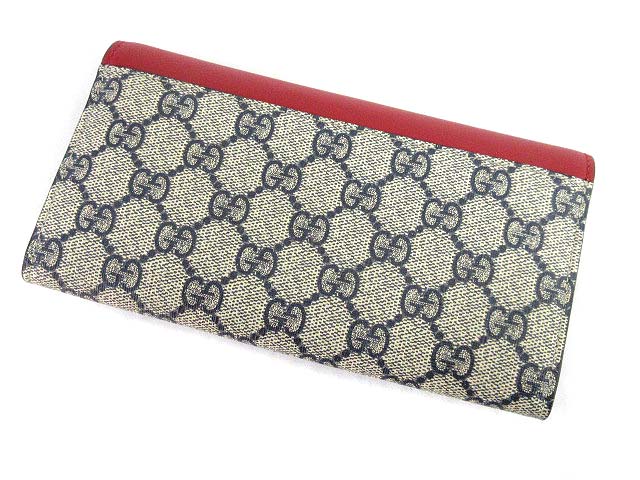 グッチ GUCCI 長財布 二つ折り リボン GGスプリーム PVC 赤 グレー /RM 