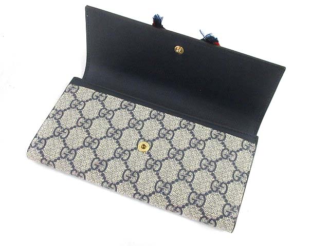 グッチ GUCCI 長財布 二つ折り リボン GGスプリーム PVC 赤 グレー /RM 