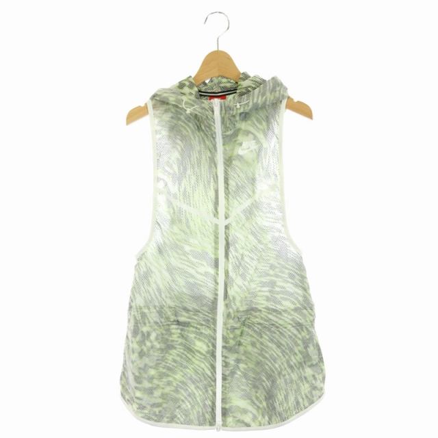 ナイキ Nike ナイロンベスト ジップアップ フード 総柄 S 緑 黒 白 Df レディース 169 ベクトルパーク