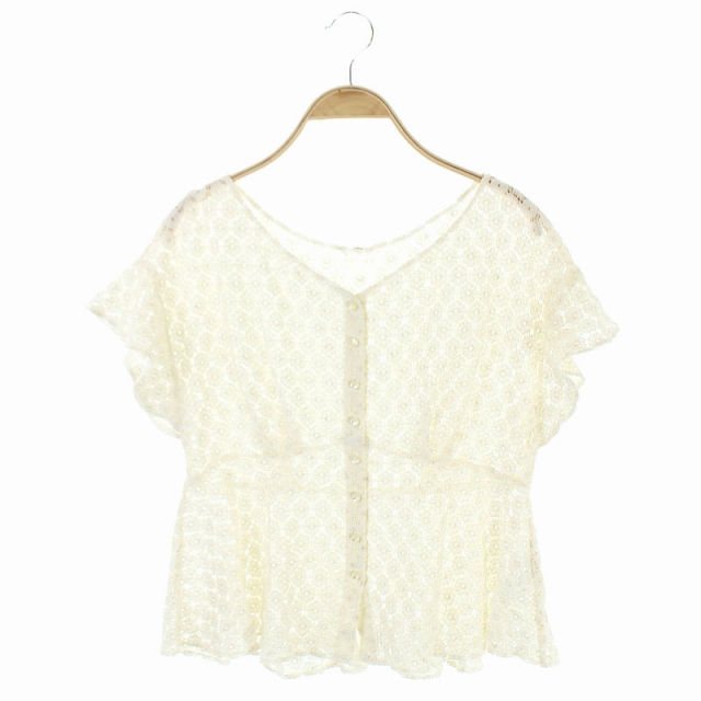イエナ Iena フレアスリーブレースブラウス 総レース リネン混 半袖 白 アイボリー Kn レディース 169 ベクトルパーク