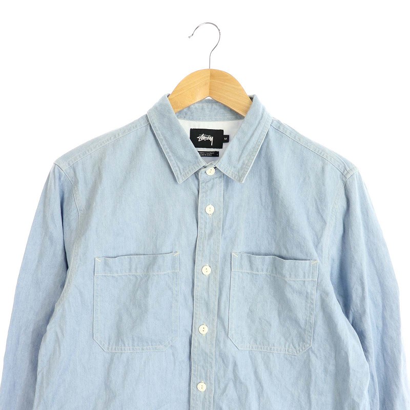 Stussy シャツ ステューシー STUSSY シャツ デニム コットン 長袖 M 水色 /AO