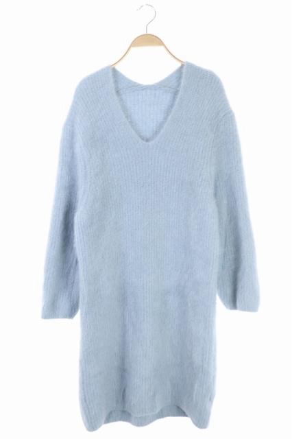 スナイデル Snidel フォックスニットワンピース ひざ丈 長袖 F 水色 Kn レディース 169 ベクトルパーク