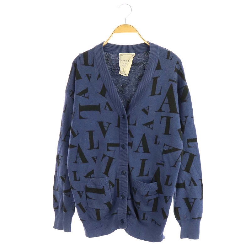 アヴァンリリィ Avan Lily カーディガン ニット ロゴ 長袖 F 青 黒 Ao レディース 169 ベクトルパーク
