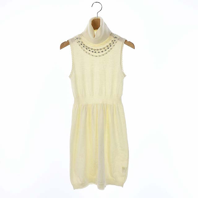 レベッカテイラー Rebecca Taylor ワンピース ミニ ニット ノースリーブ 切替 フェイクパール装飾 2 白 オフホワイト Es レディース 169 ベクトルパーク