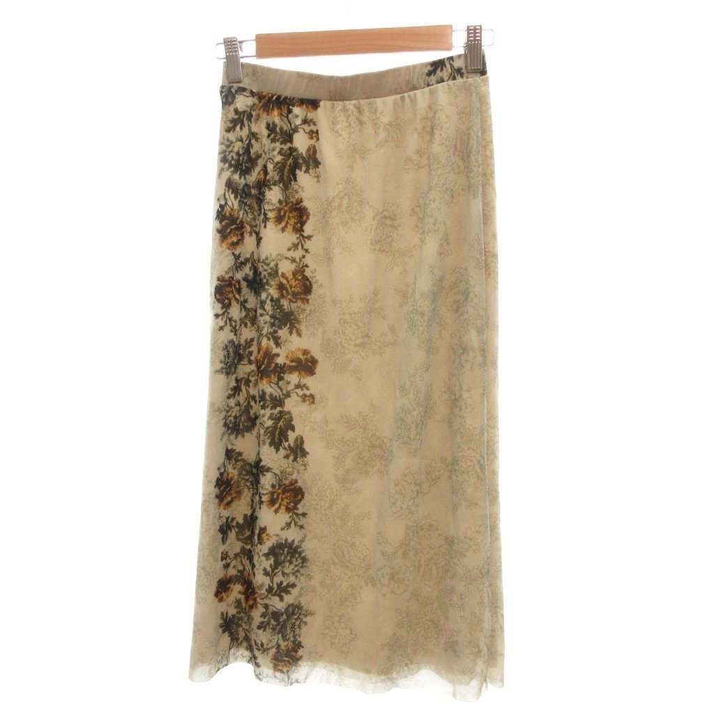ヴィヴィアンタム VIVIENNE TAM 美品 タイトスカート 38 ベージュ 花柄
