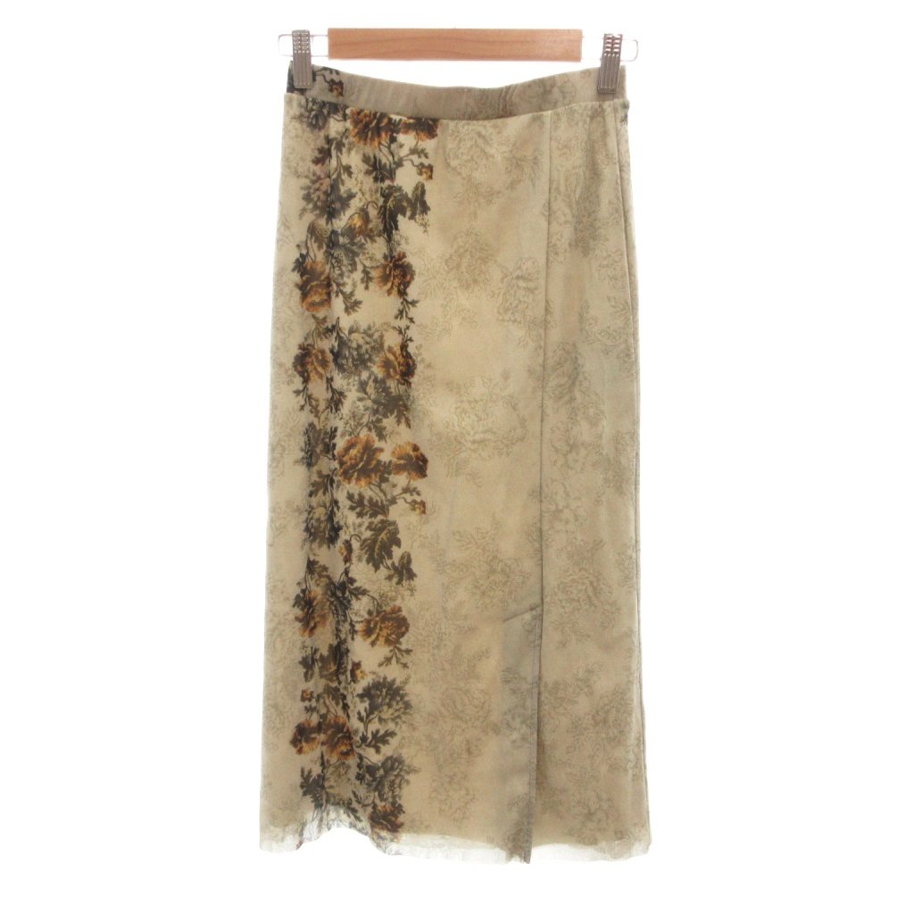 ヴィヴィアンタム VIVIENNE TAM 美品 タイトスカート 38 ベージュ 花柄 