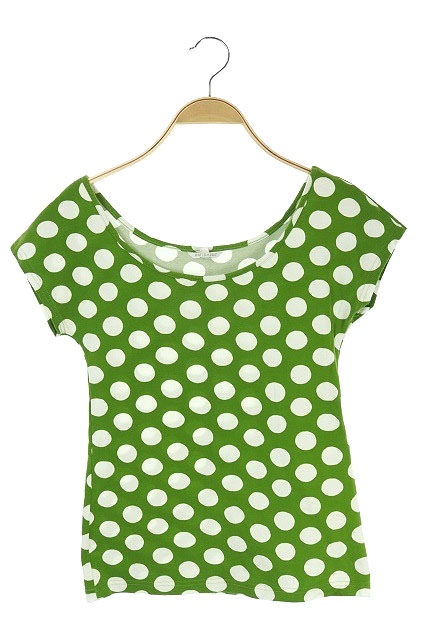 マリメッコ Marimekko カットソー ドット柄 フレンチスリーブ Xs 緑 白 Kn Os レディース 170 ベクトルパーク