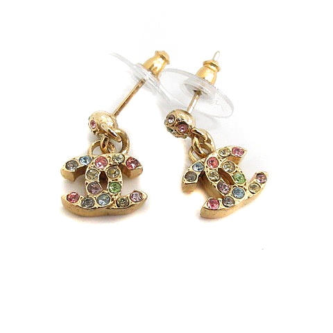 シャネル CHANEL ピアス ココマーク ラインストーン マルチカラー 05A 