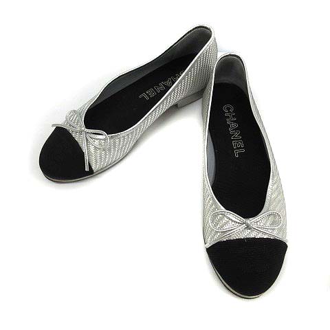 シャネル CHANEL パンプス バレエシューズ フラット リボン ココマーク  