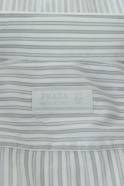 プラダ PRADA シャツ ストライプ 長袖 37 グレー /DF □OS メンズ 170 
