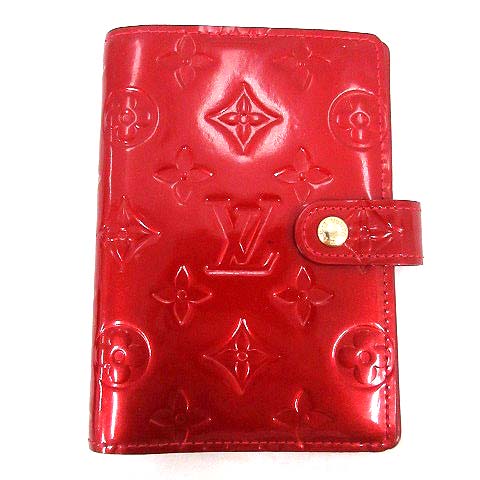 ルイヴィトン ヴェルニ 正規品 手帳ケース 赤 レッド 中古 熱く
