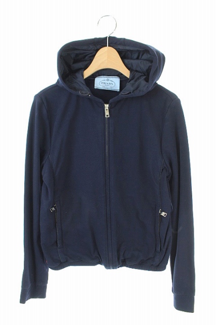 プラダ PRADA パーカー ジップアップ 長袖 S 紺 /KN □OS レディース  