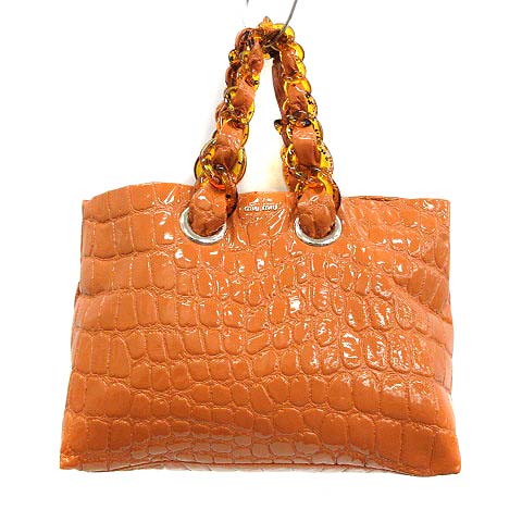 ミュウミュウ miumiu トートバッグ ハンド クロコ型押し パテント 