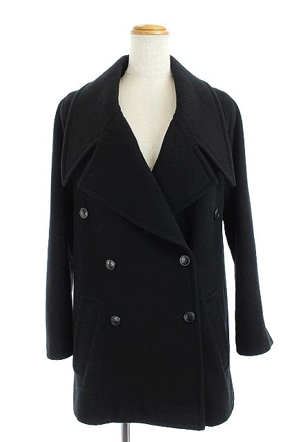 シャネル CHANEL 98A Pコート ピーコート ミディアム丈 38 黒 ブラック