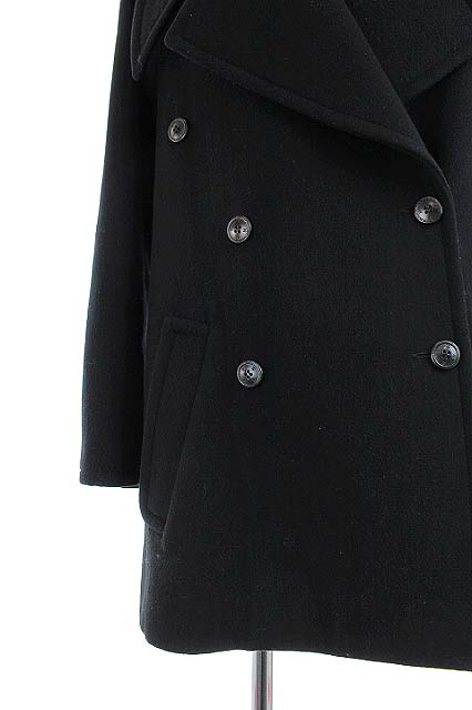 シャネル CHANEL 98A Pコート ピーコート ミディアム丈 38 黒 ブラック