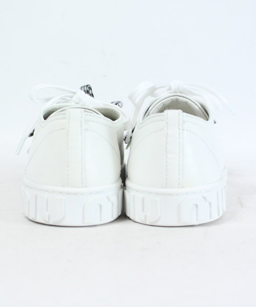 ミュウミュウ miumiu スニーカー ローカット リボン 白 ホワイト 38.5 