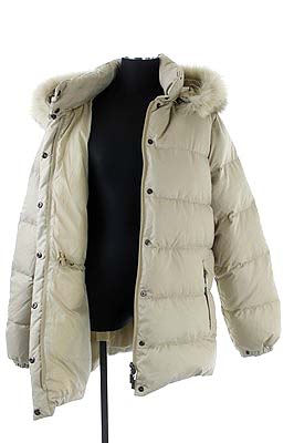 MONCLER VALENTINE 茶タグオフホワイトファー付きダウン