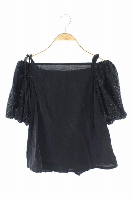 リリーブラウン Lily Brown 18ss ブラウス オフショルダー バルーン袖 半袖 F 黒 Kn Os レディース 170 ベクトルパーク