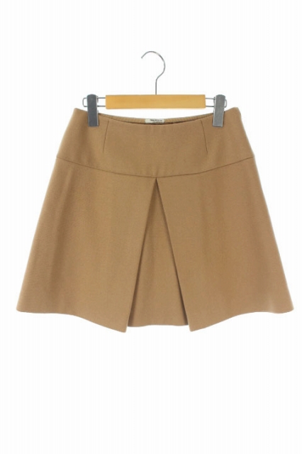ミュウミュウ miumiu スカート ミニ 台形 タック 36 ベージュ /HH □OS