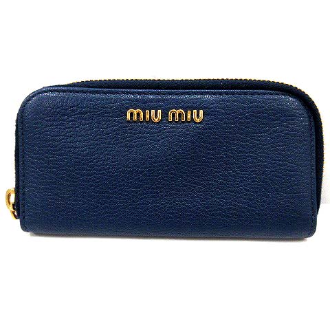 ミュウミュウ miumiu キーケース 6連 ロゴ 紺 ネイビー /YI25 