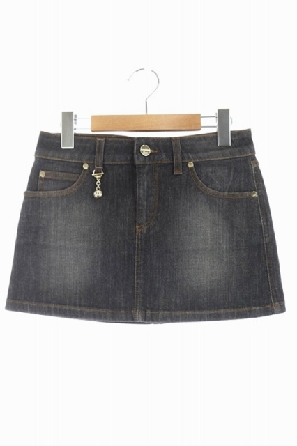 グッチ GUCCI スカート デニム ミニ 台形 38 黒 ブラック /RM □OS  