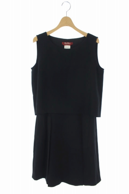 マックスマーラステュディオ Max Mara Studio ワンピース プリーツ 切替 ひざ丈 ノースリーブ 42 黒 Kn Os レディース 170 ベクトルパーク