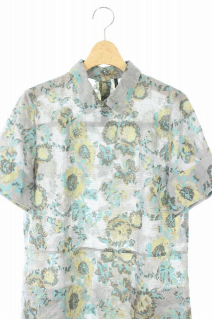 ネイティブヴィレッジ Native Village ワンピース ロング 総柄 半袖 シルク混 グレー Hk Os レディース 170 ベクトルパーク