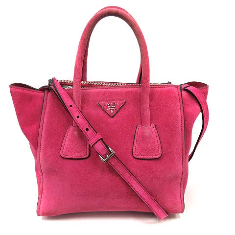 プラダ PRADA バッグ ハンド ショルダー 2way スエード フューシャ 