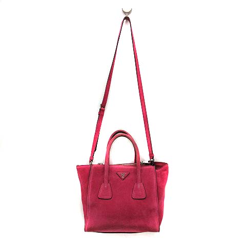 プラダ PRADA バッグ ハンド ショルダー 2way スエード フューシャ 