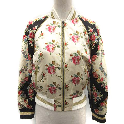 グッチ Gucci Rose Print Silk Bomber Jacket ジャケット ブルゾン 花柄 シルク 40 べージュ 黒 ピンク Ek レディース 170 ベクトルパーク