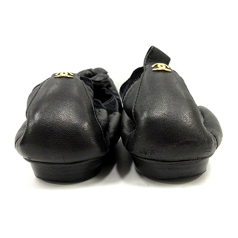 CHANEL　シャネル　カメリア　パンプス　ココマーク　ブラック　黒　38 シャネル CHANEL パンプス バレエシューズ カメリア レザー ココ