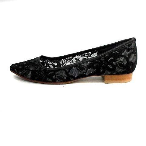 パンプス 23 ローヒール ダイアナ DIANA 絵画 シリーズ アイリス 黒 ダイアナ DIANA パンプス ローヒール ポインテッドトゥ レース