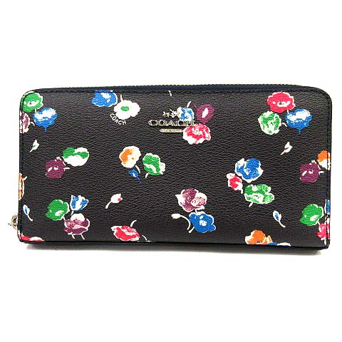 コーチ COACH 長財布 ラウンドファスナー アコーディオン 花柄 黒 白 赤 緑 青 F53770 /YI23 レディース