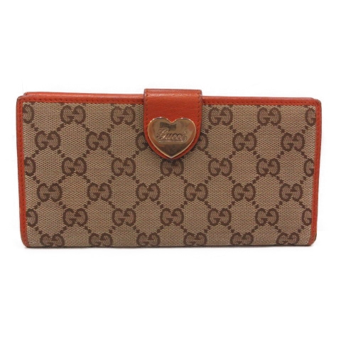 グッチ GUCCI 長財布 GG柄 ダブルホック ラブリーハート ハート 