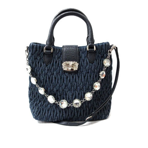 ミュウミュウ miumiu DENIM CRYSTAL ショルダーバッグ ハンド 2WAY 