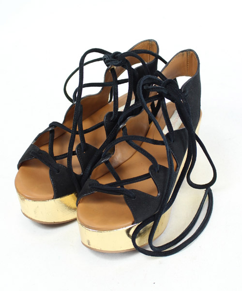 シーバイクロエ SEE BY CHLOE サンダル 厚底 レースアップ 黒 ブラック  