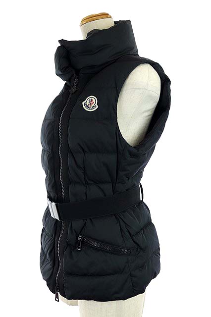 モンクレール Moncler Labas Gilet ダウンベスト ジップアップ ベルト付き 1 黒 ブラック Rm Os レディース 170 ベクトルパーク